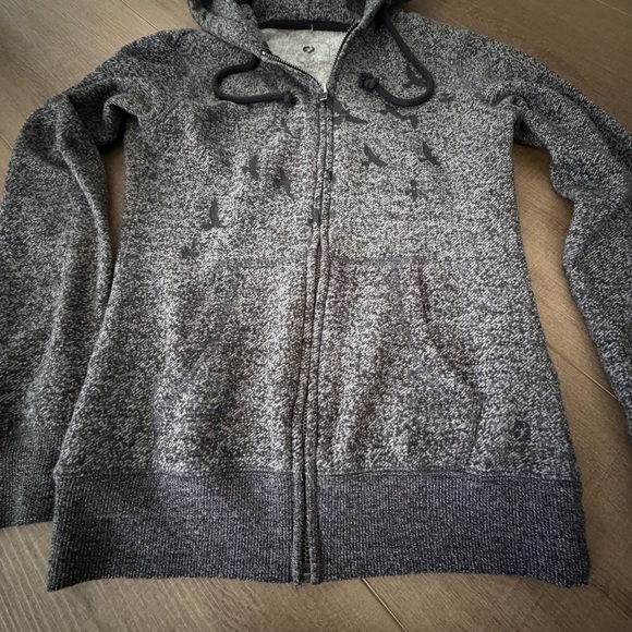 Oiselle Hoodie Women XS Gray Birds Pullover Athletic Running Sweatshirt - Picture 4 of 7